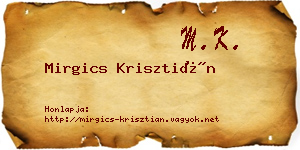 Mirgics Krisztián névjegykártya